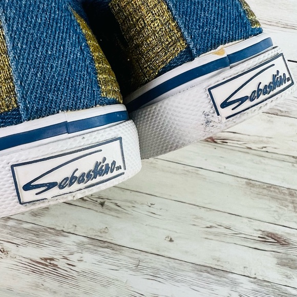 Y2K Sebastiro 90s City Scape embroidered Sneakers size 7.5 skyline design - Picture 10 of 12